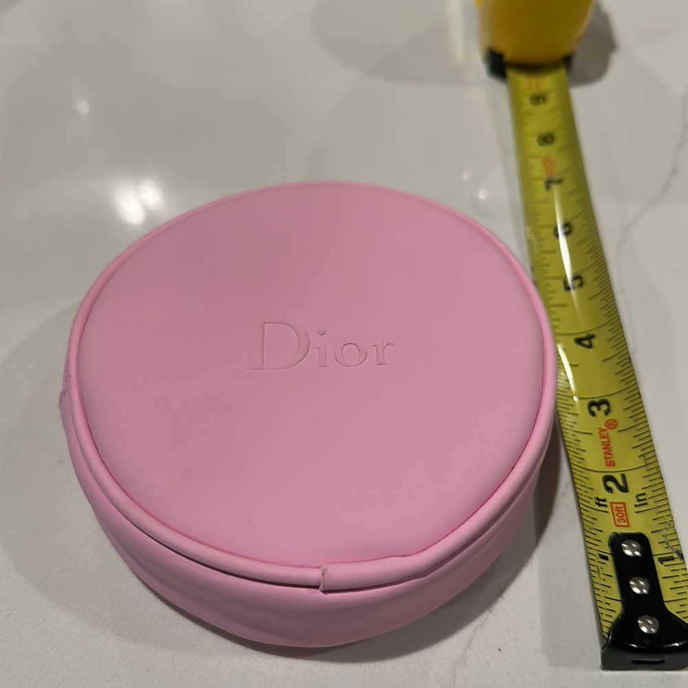 Christian Dior RARE Round Baby Pink Logo Make Up Bag or Coin Purse